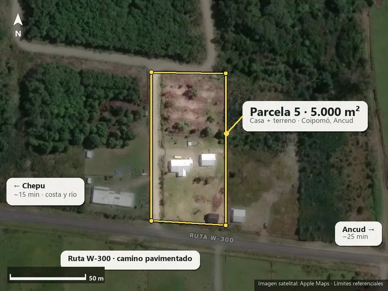 Vista satelital de la parcela con sus límites marcados